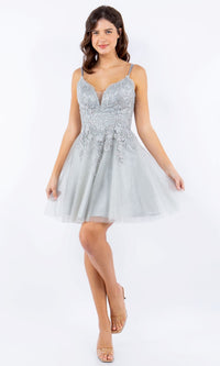 Corset-Back Short Glitter Homecoming Dress 5125J