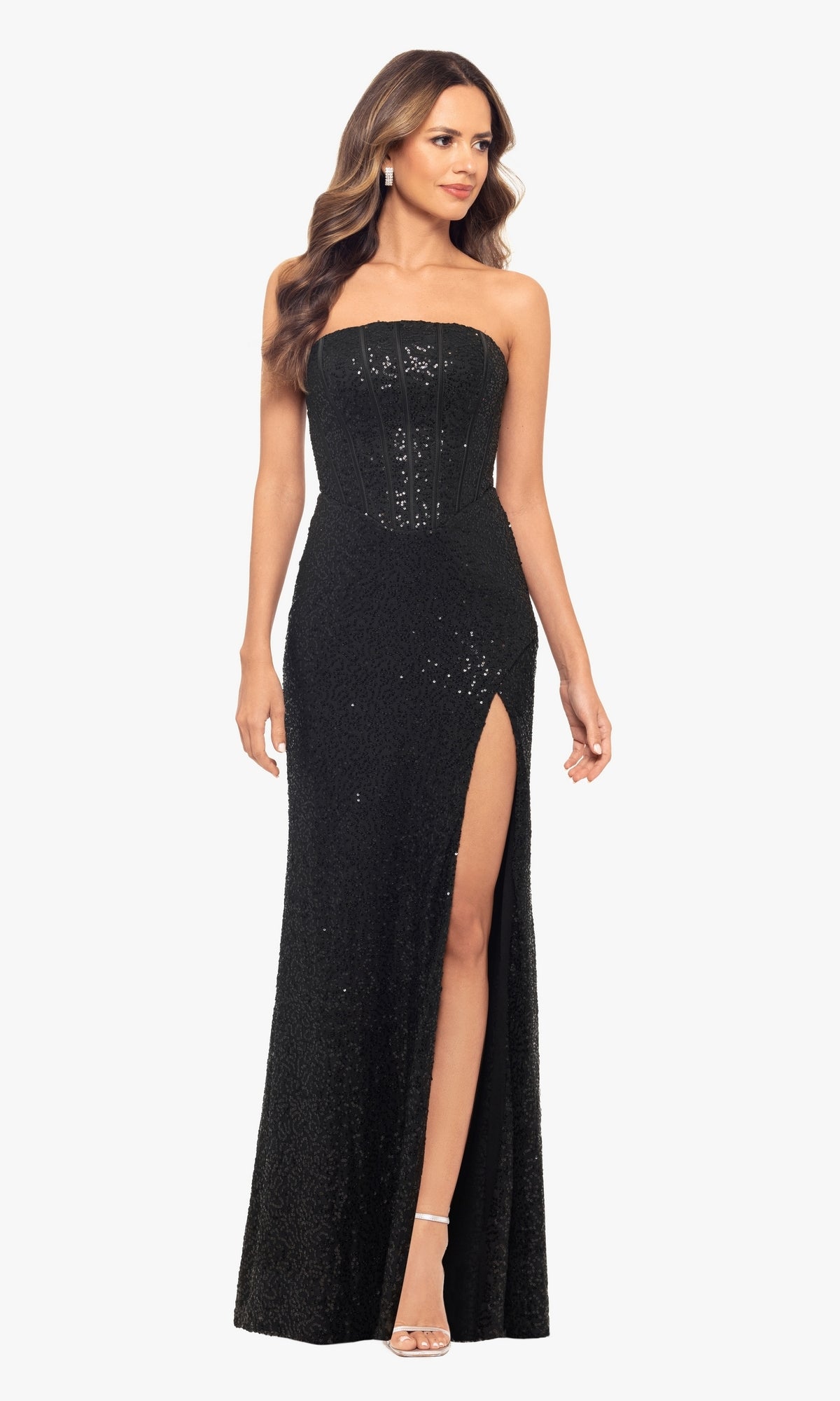 Sequin Long Black Prom Dress: Blondie Nites 5181BN