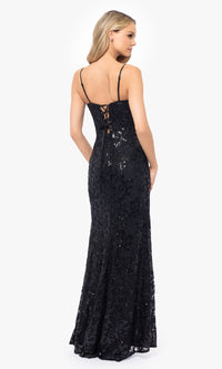 Black Sequin-Print Prom Dress: Blondie Nites 5213BN