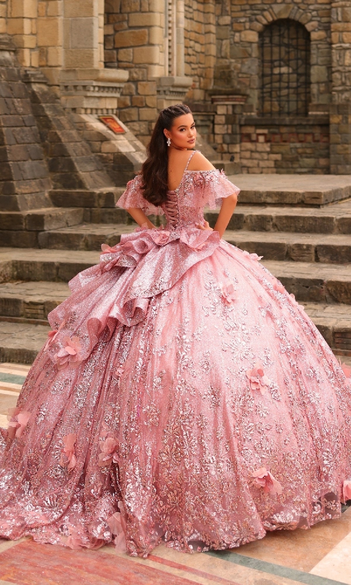 Glitter Tulle Quinceañera Dress: Amarra 54229