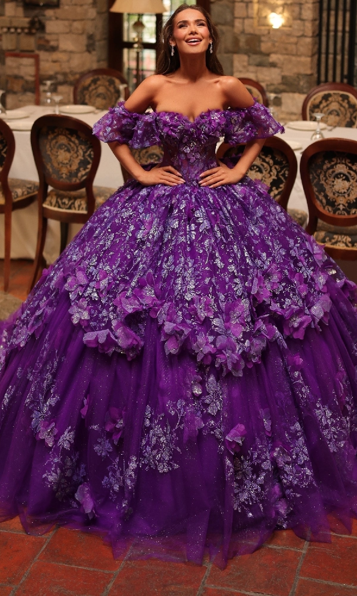 Off-the-Shoulder Quinceañera Dress: Amarra 54230