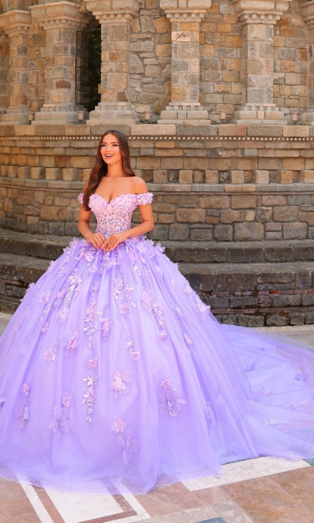 3D Floral Quinceañera Dress: Amarra 54231