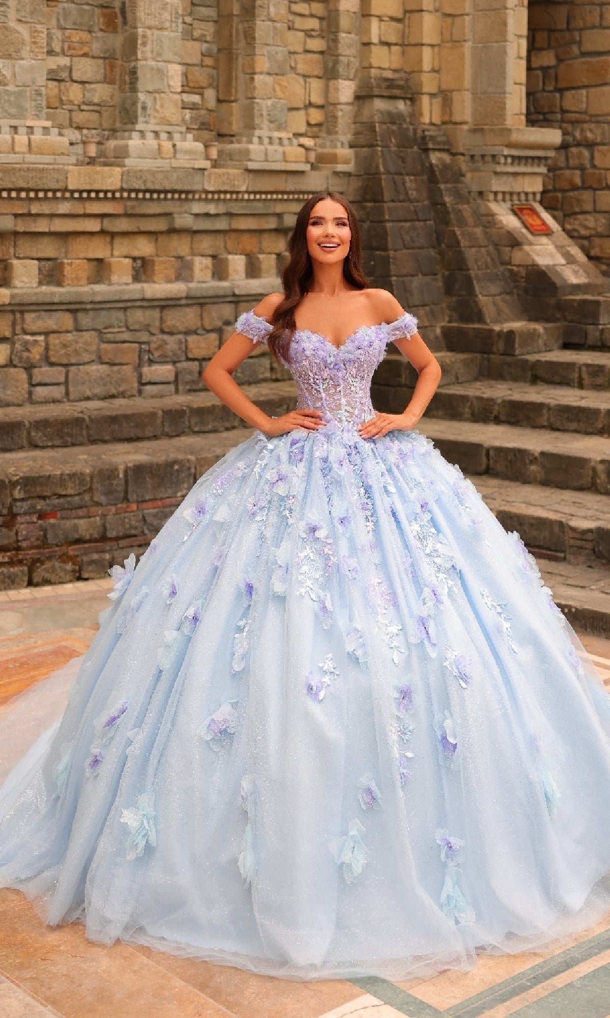 3D Floral Quinceañera Dress: Amarra 54231