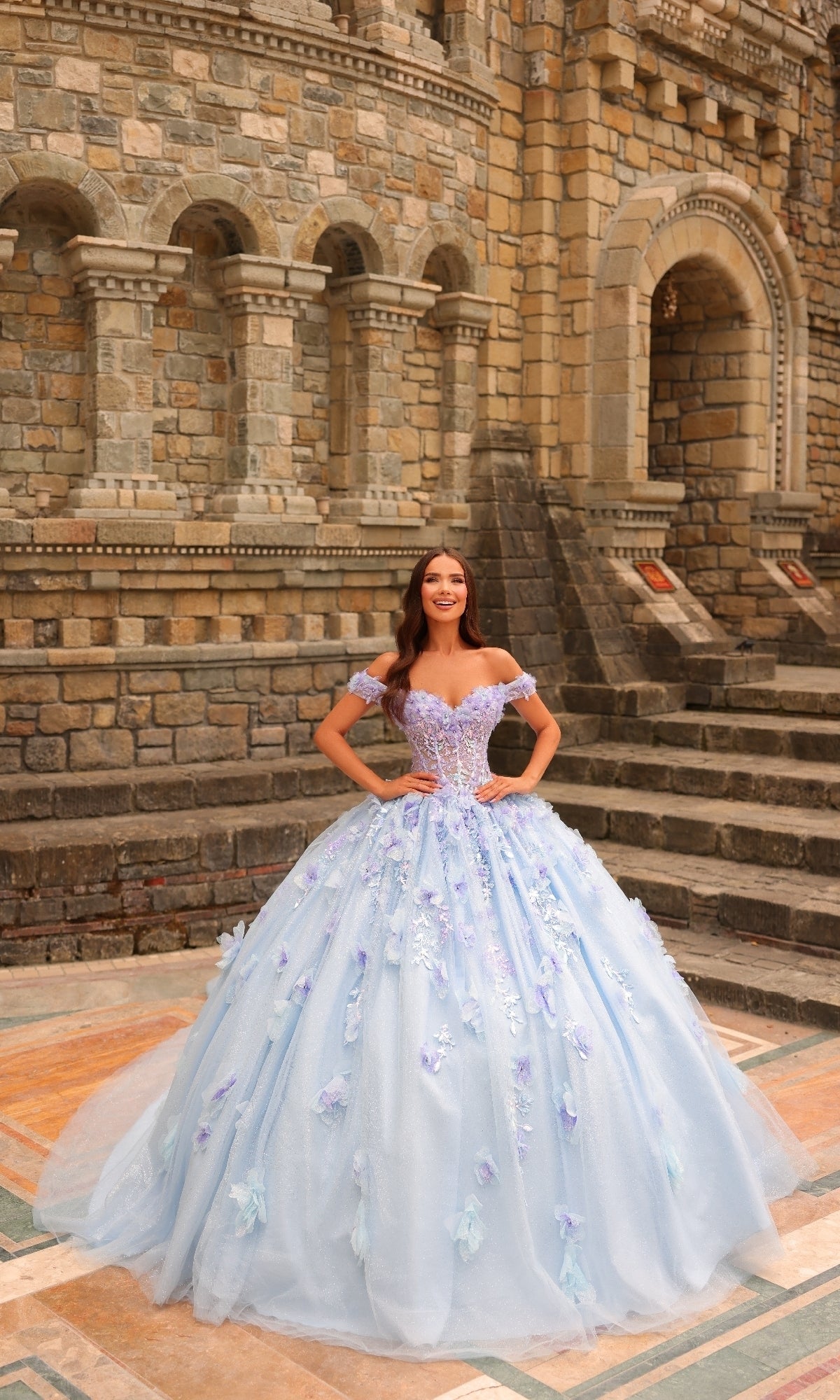 3D Floral Quinceañera Dress: Amarra 54231