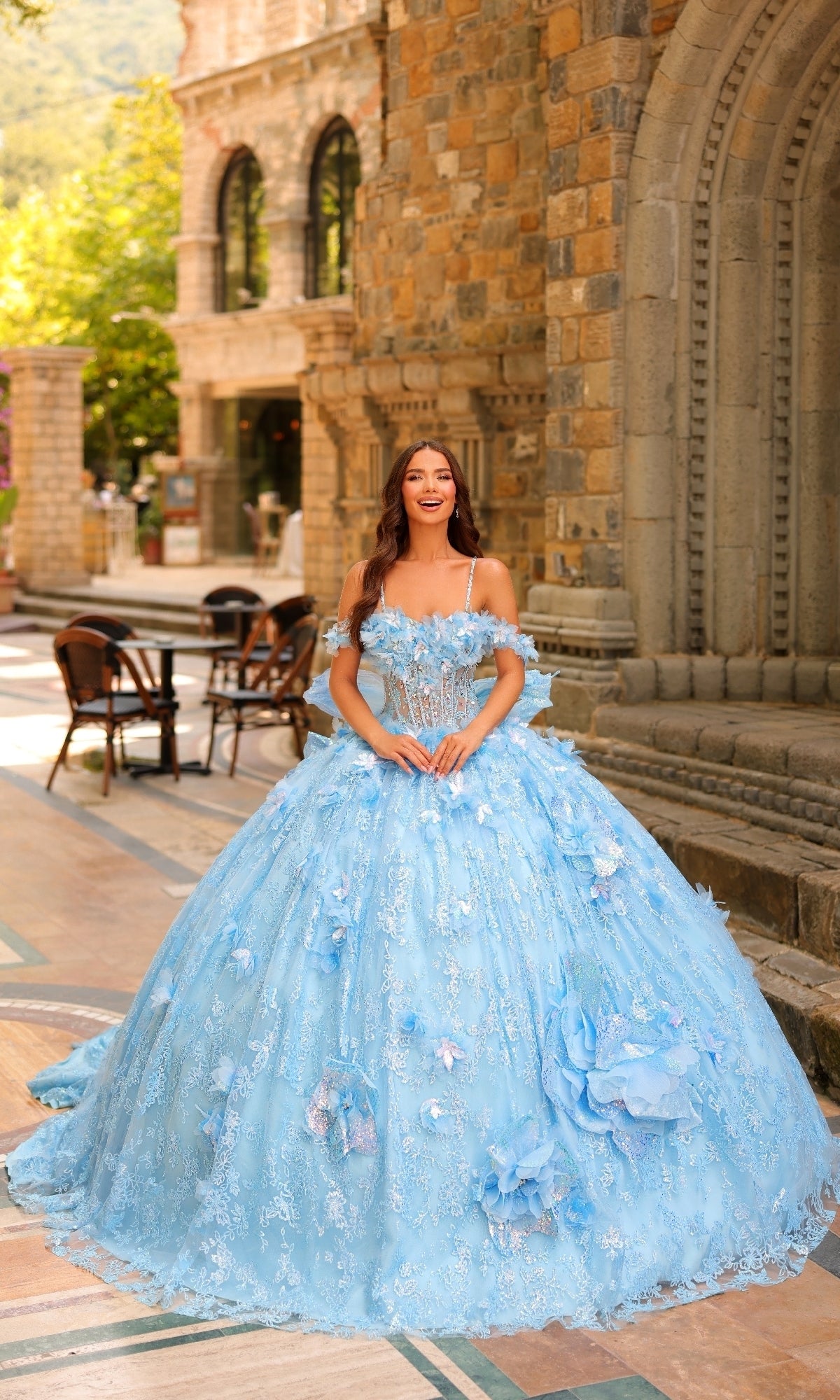 3D Flower Quinceanera Dress: Amarra 54233