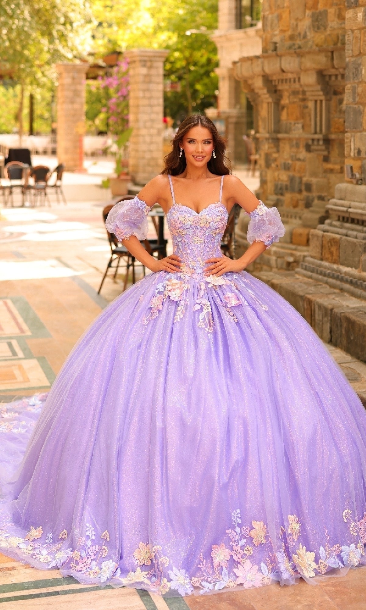 Puff-Sleeve Quinceanera Dress: Amarra 54234