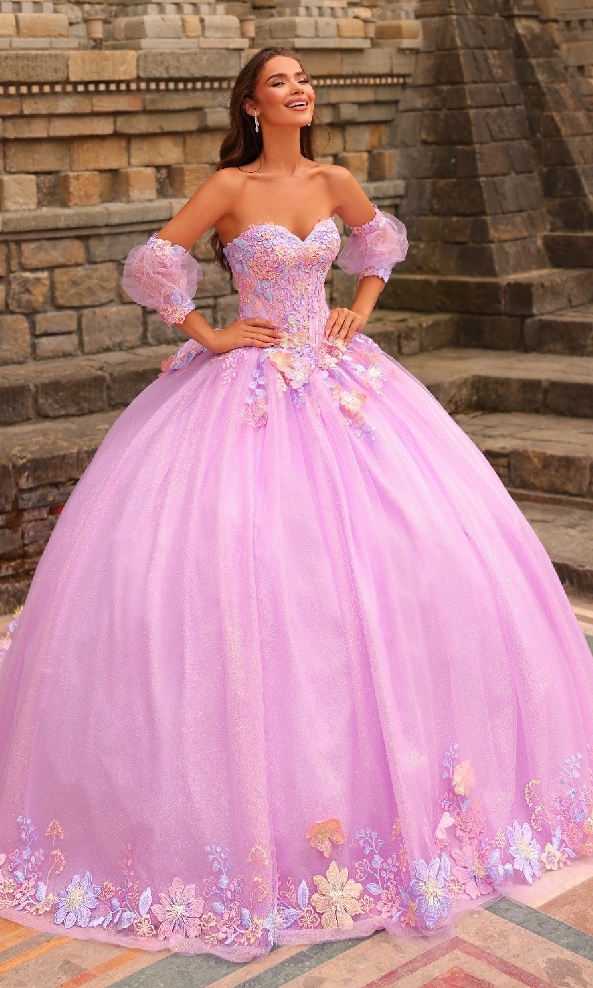 Puff-Sleeve Quinceanera Dress: Amarra 54234