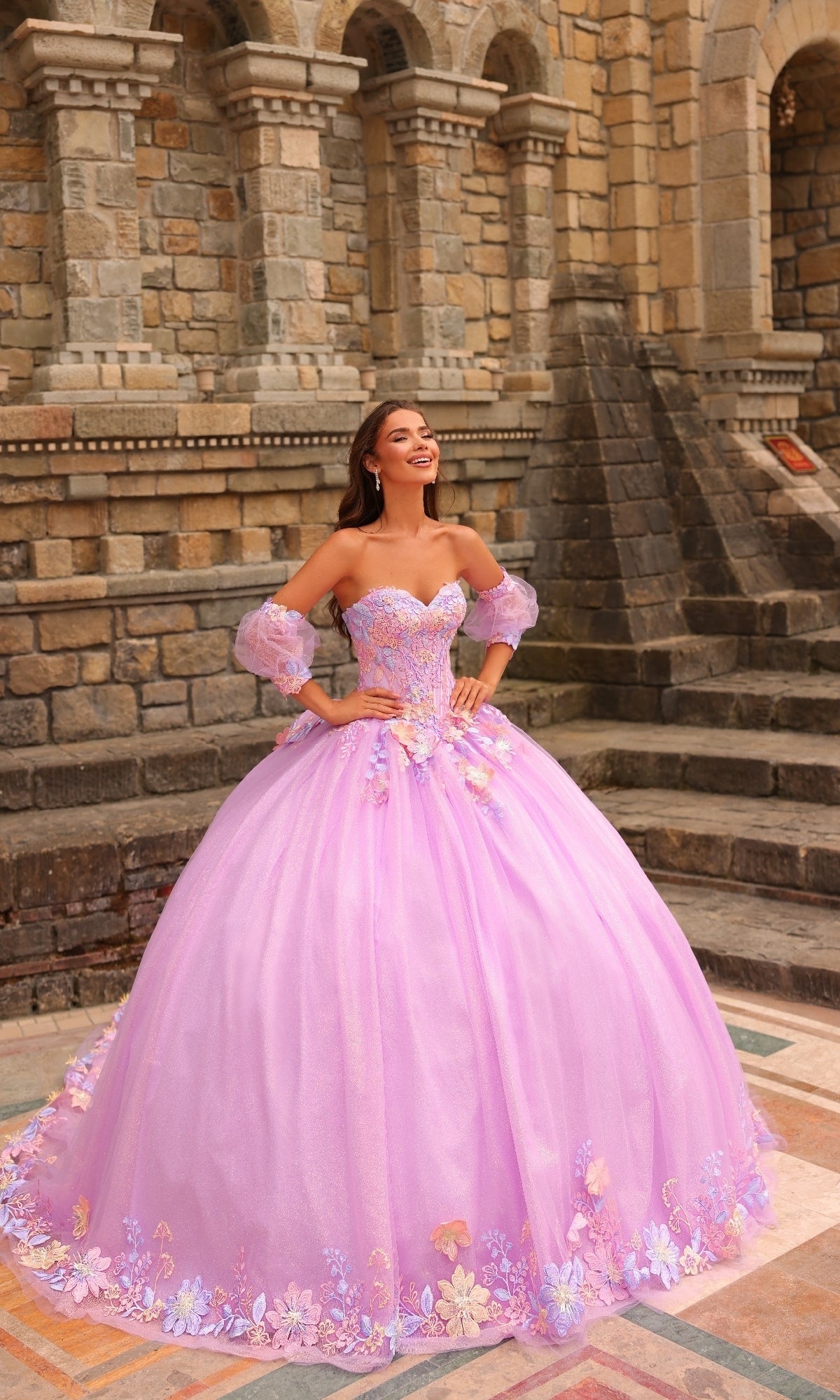 Puff-Sleeve Quinceanera Dress: Amarra 54234