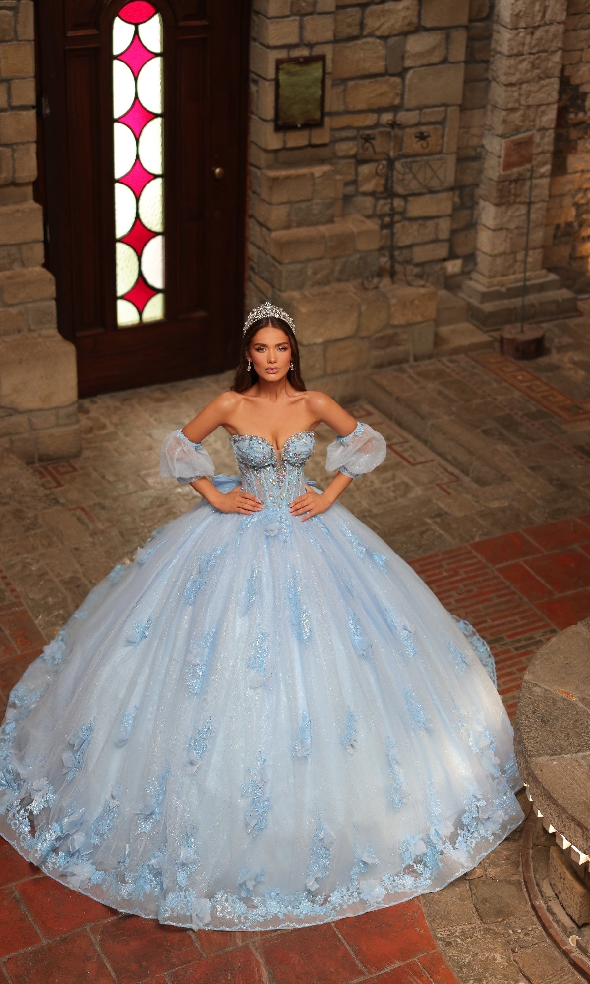 Catehdral-Train Quinceanera Dress: Amarra 54242