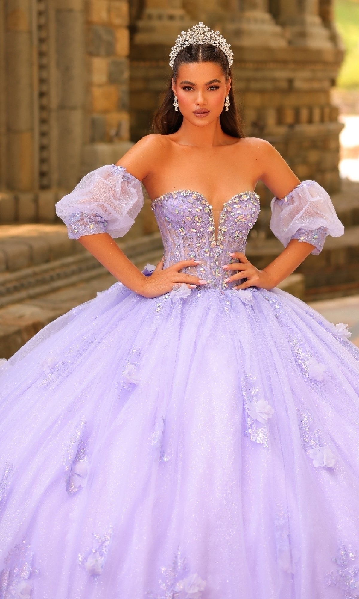 Catehdral-Train Quinceanera Dress: Amarra 54242