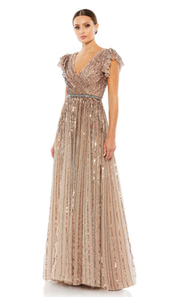 Sequin-Stripe Long Formal Dress: Mac Duggal 5502