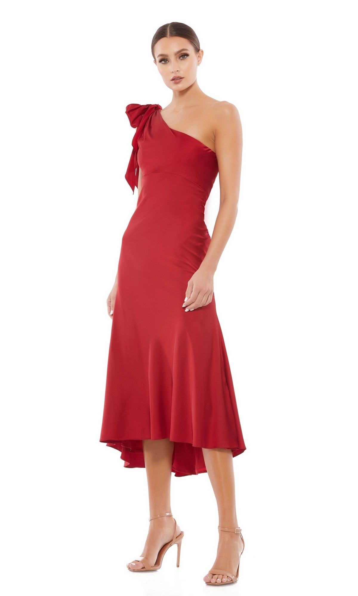 Mac Duggal High-Low Midi Red Party Dress 55387