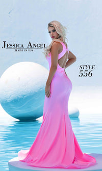 Plunging V-Neck Long Prom Dress: Jessica Angel 556