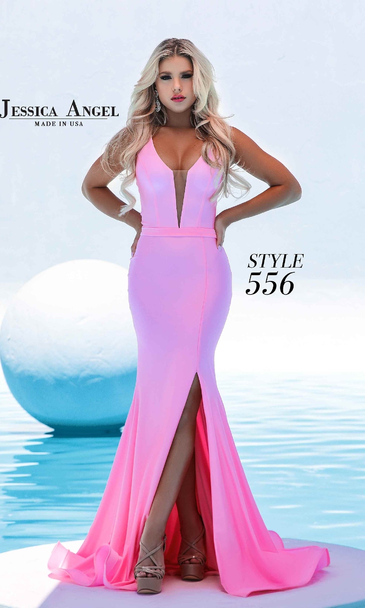 Plunging V-Neck Long Prom Dress: Jessica Angel 556