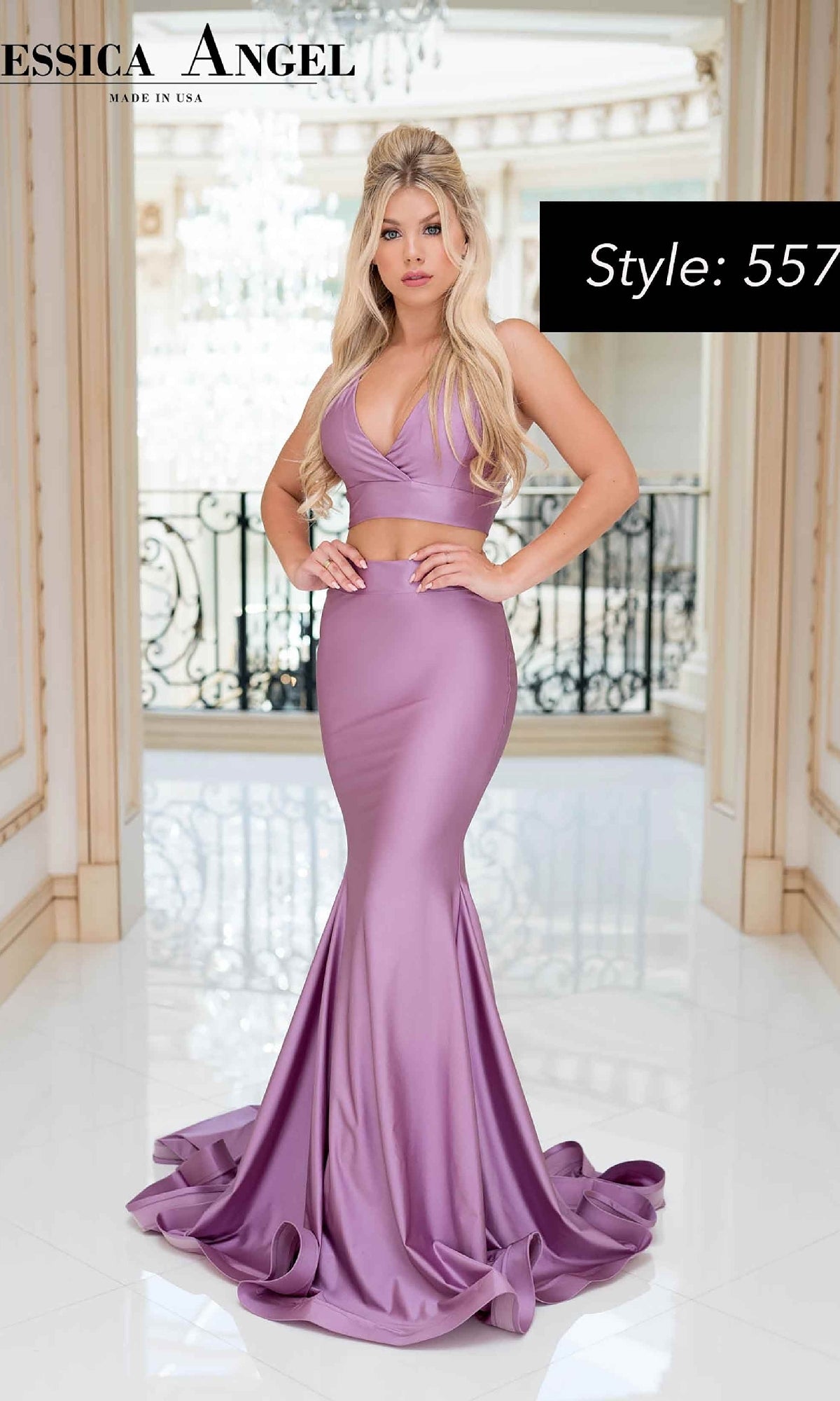 Two-Piece Halter Long Prom Gown: Jessica Angel 557