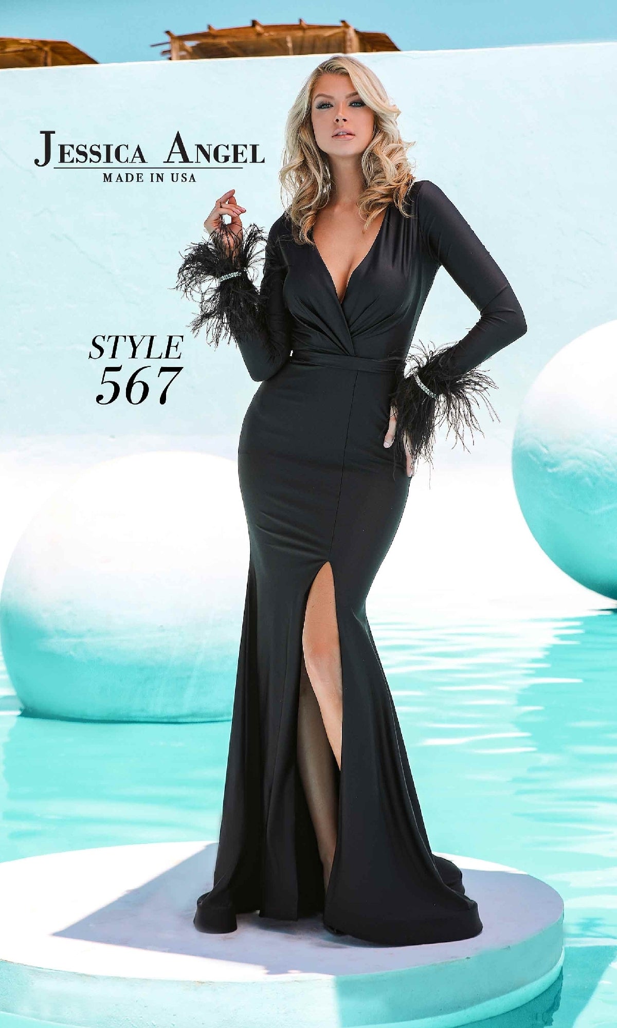 Long Sleeve Black Formal Dress: Jessica Amgel 567