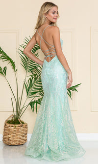 Iridescent Long Embellished Prom Dress 6116