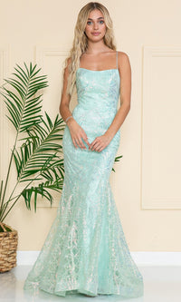 Iridescent Long Embellished Prom Dress 6116