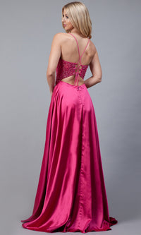 A-Line Long Satin Prom Dress with Pockets 6120