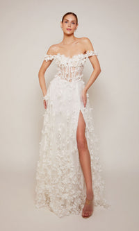 Alyce Off-Shoulder Long White Bridal Dress 61308