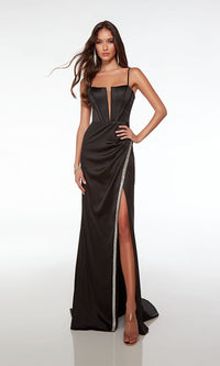 Alyce Lace-Up Long Satin Prom Dress 61485