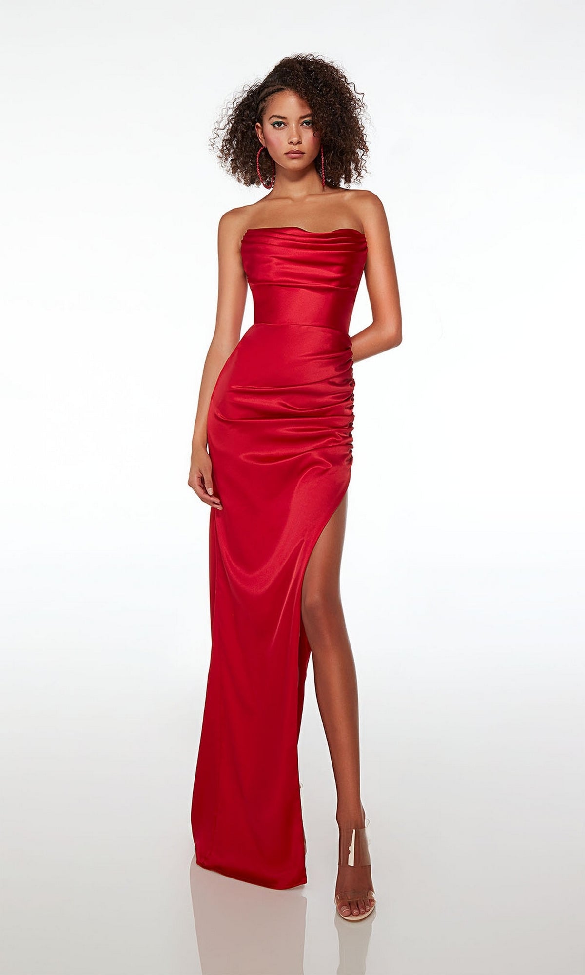 Buy RED SLIM SATIN BANDEAU DRESS for Women Online in India