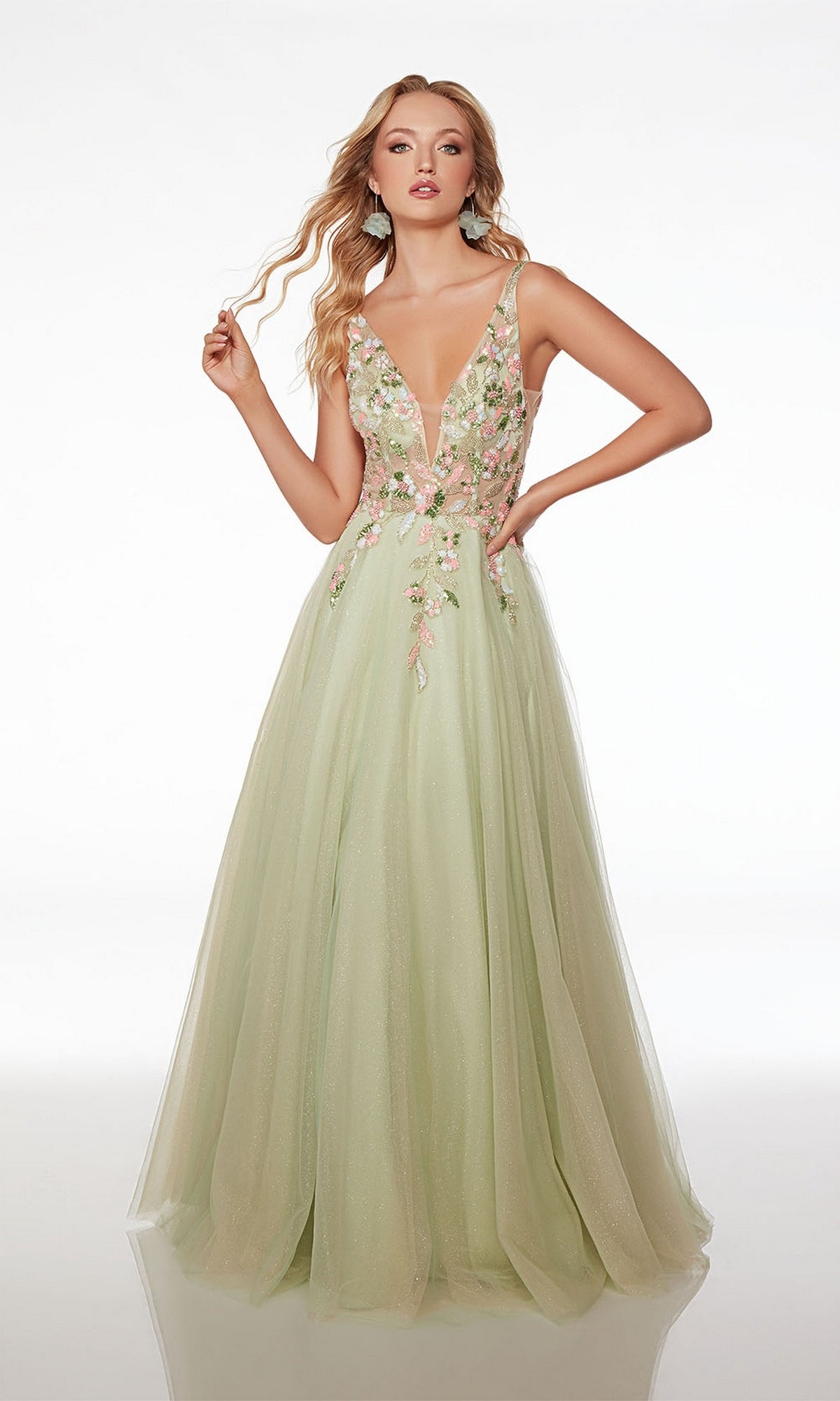 Formal Dress: 61513. Long, Plunging Neckline, A-line