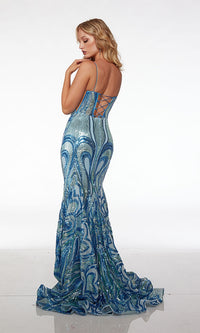 Alyce V-Neck Open-Back Sequin Prom Dress 61564