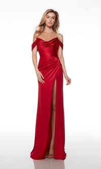 Alyce Off-Shoulder Cowl-Neck Long Prom Dress 61571