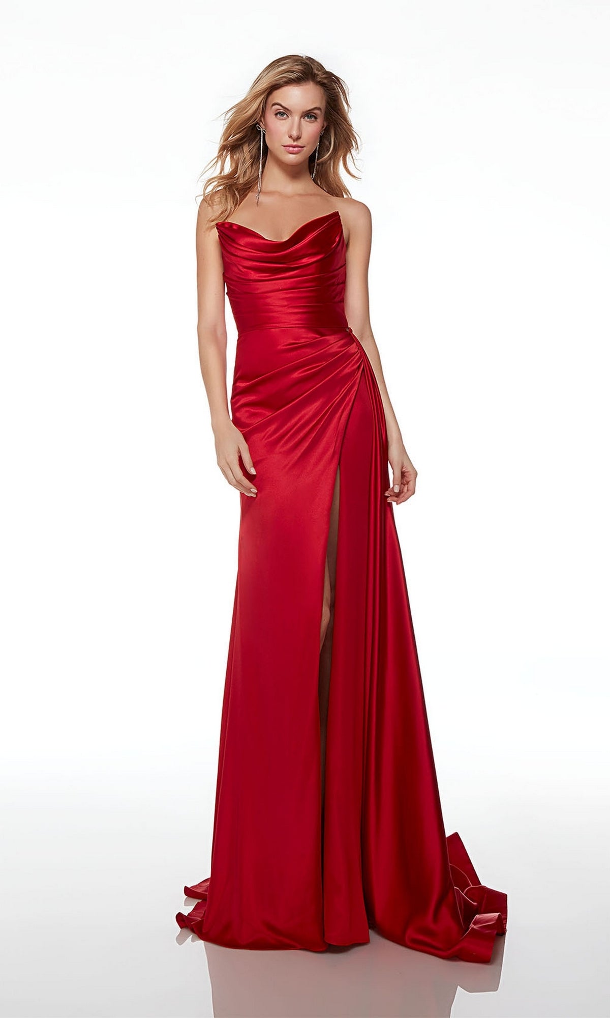 Off Shoulder Long Prom Dress with Cowl Neck PromGirl