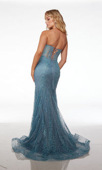 Strapless Long Beaded Prom Dress: Alyce 61579