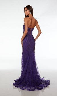 Strapless Long Beaded Prom Dress: Alyce 61579