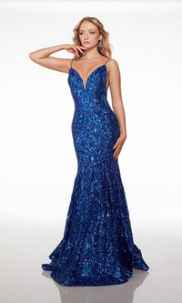 Alyce Sequin-Print Long Mermaid Prom Dress 61607