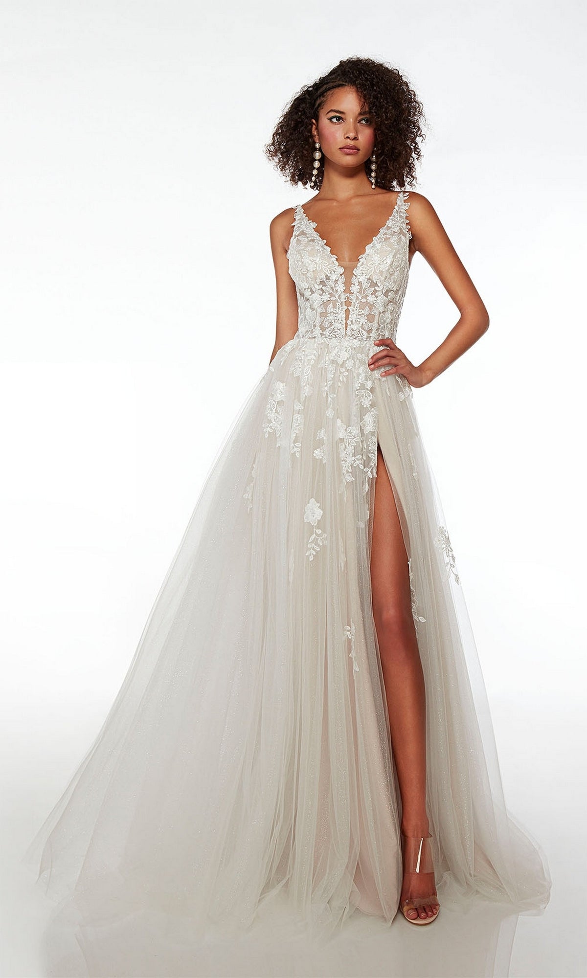 White diamond prom clearance dress