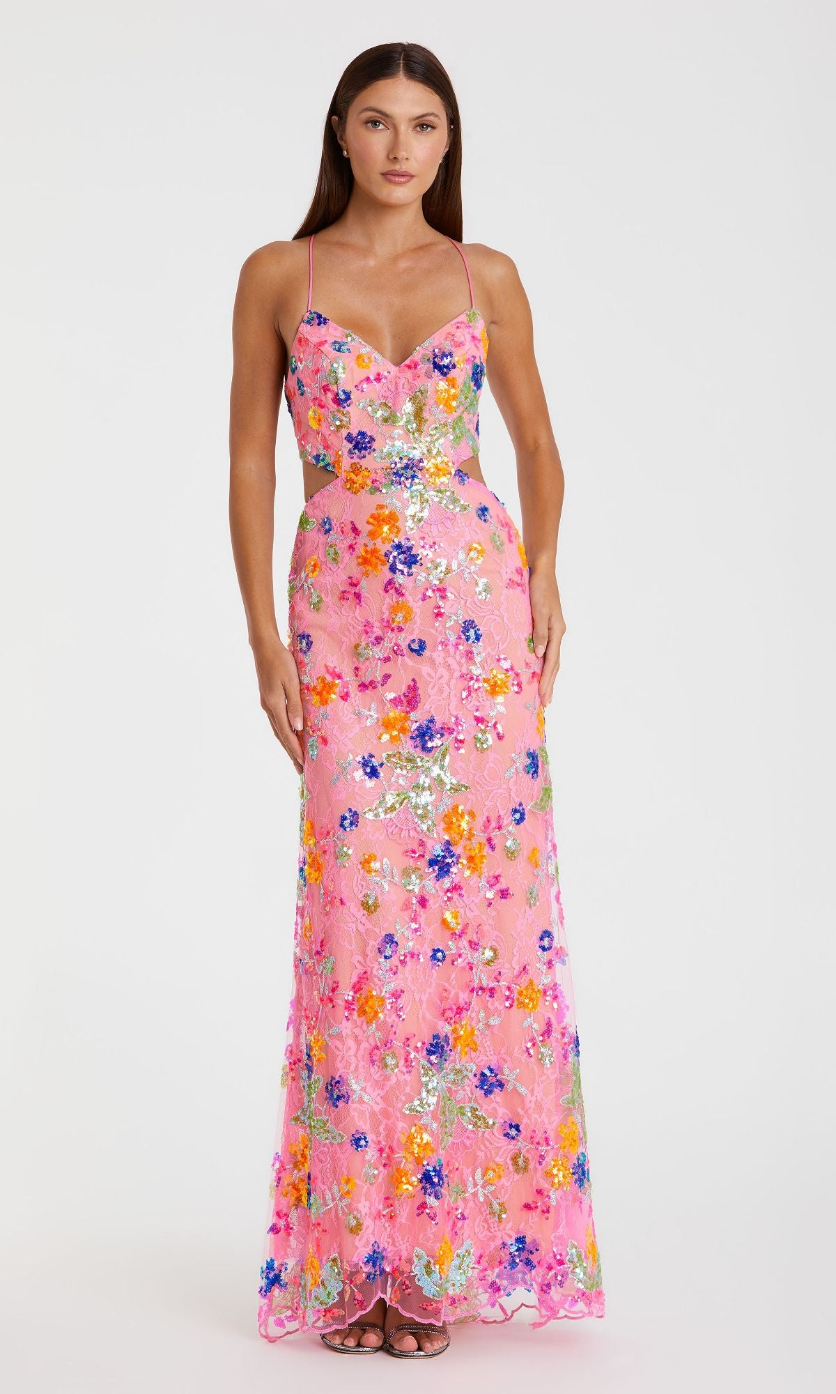 Sequin-Print Pink Formal Dress: Mac Duggal 68067