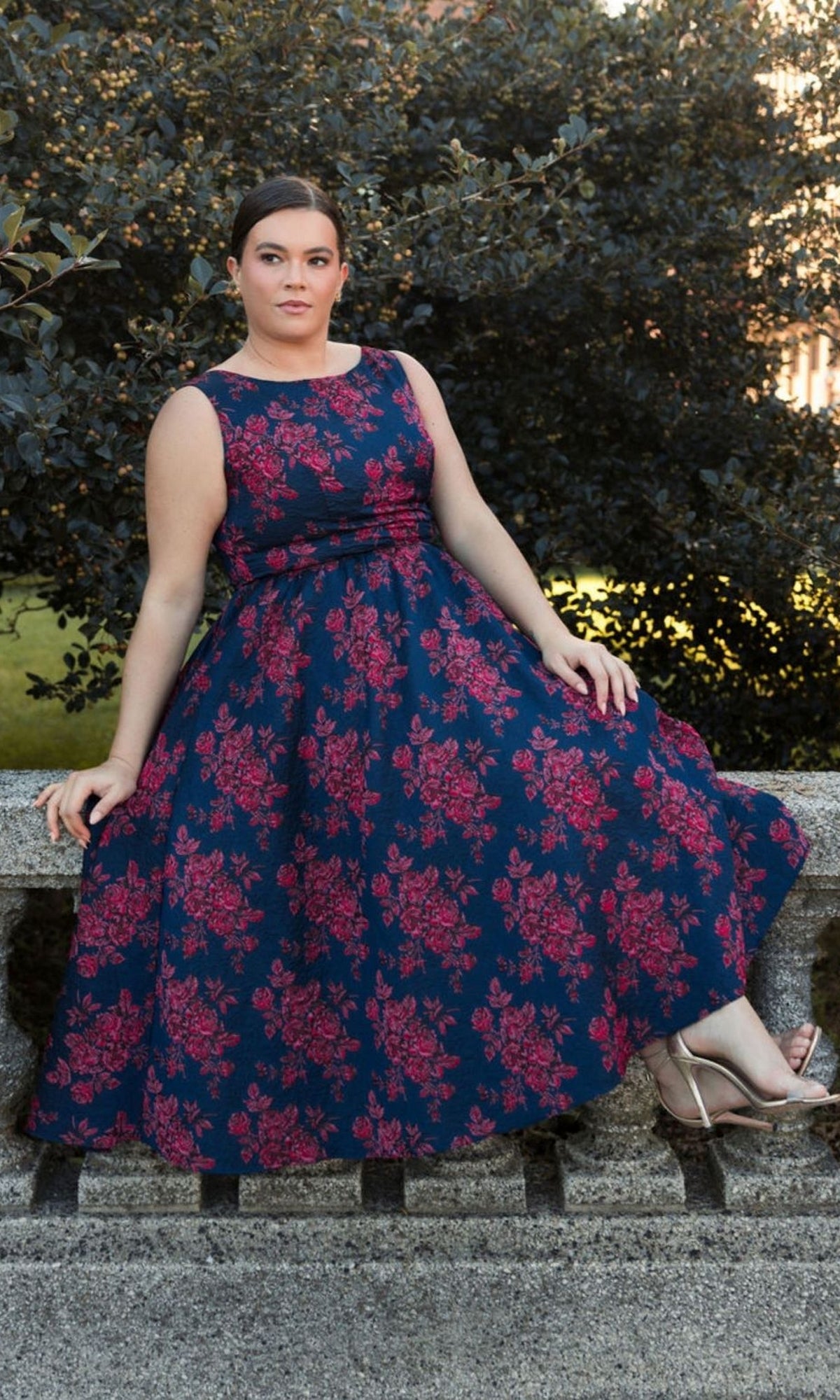 Plus-Size Knee-Length Print Party Dress 68557