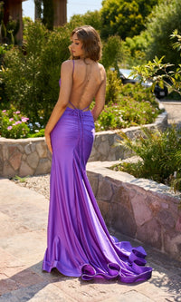 Empire-Waist Backless Long Prom Dress: Atria 6863H