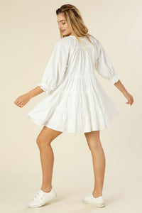 Short White Casual Cotton Dress FGDR32L007