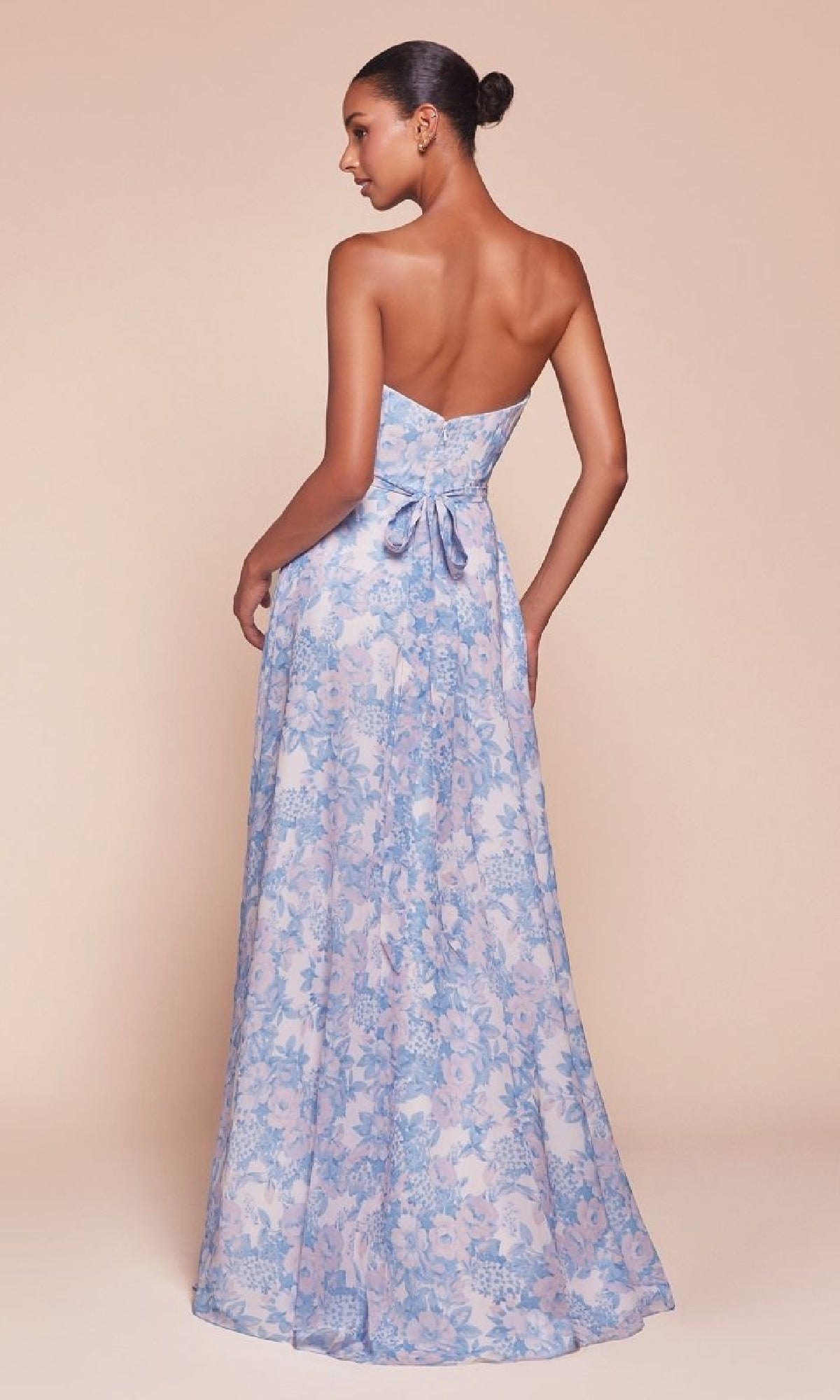 Strapless Long Print Prom Dress: Ladivine 7443