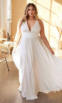 Long White Dress 7469WW by Ladivine