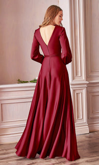 Split Long Sleeve Long Formal Dress 7475