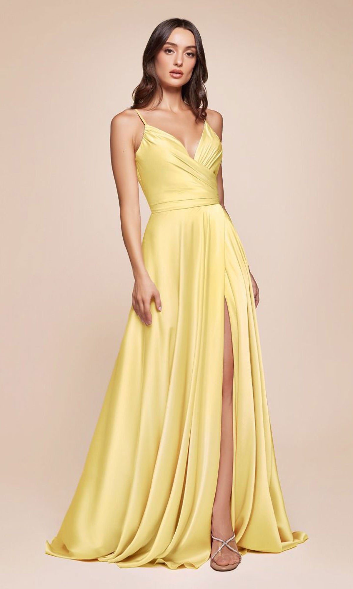 Classic Long Satin A-Line Formal Prom Dress 7485