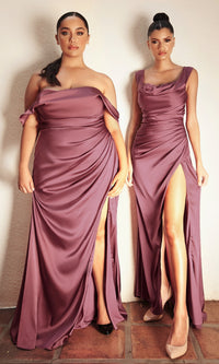 Long Faux-Wrap Formal Prom Dress with Slit 7488