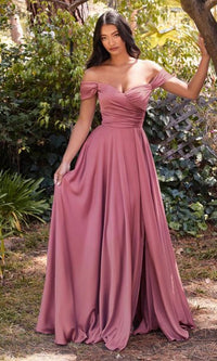 Classic Off-Shoulder Long A-Line Prom Dress 7493