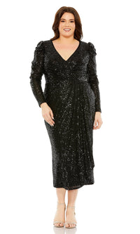 Long Sleeve Plus-Size Semi-Formal Dress 77029