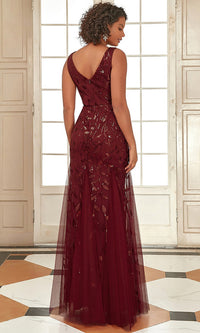 V-Neck Long Formal Dress with Embroidery 7886