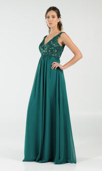 Sleeveless V-Neck Chiffon Long Prom Dress 8012