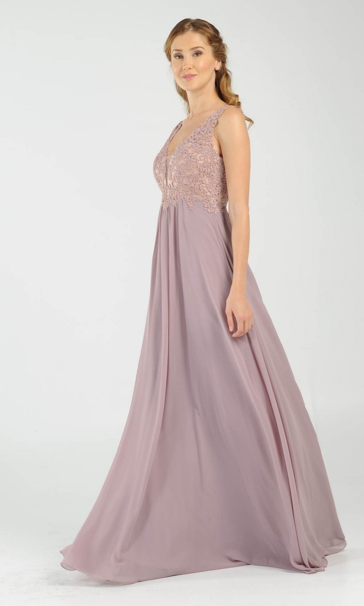 Sleeveless V-Neck Chiffon Long Prom Dress 8012