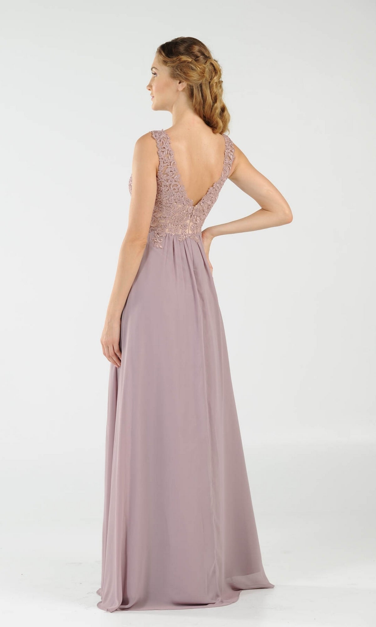 Sleeveless V-Neck Chiffon Long Prom Dress 8012