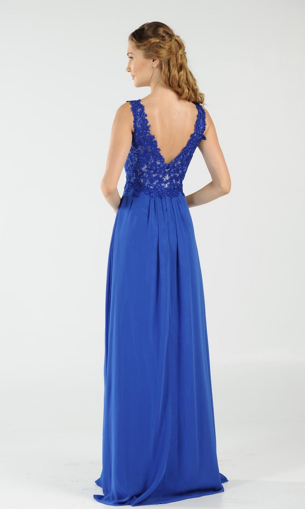 Sleeveless V-Neck Chiffon Long Prom Dress 8012